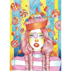 Sweet Tooth - Princesses Cling Stamp Prima Marketing - 5" x 7" Mixed Media Coloring 595852