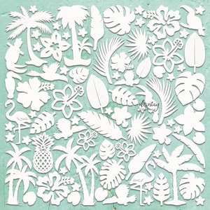 Mintay Chippies - Tropical - 12x12 Chipboard Sheet Embellishment CHIP2-D74 Coconut Palm Tree