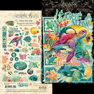 Graphic 45 - Seas The Day - 69 pieces Ephemera Assortment Mixed Media Scrapbook Planner