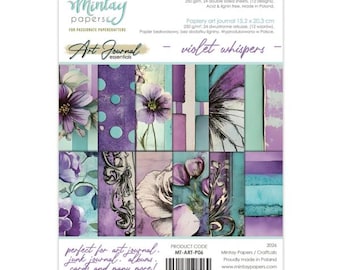 Mintay - Violet Whispers - 6x8 Art Journal Essentials Paper Pad 24 Sheets Junk Journal Scrapbook Cards Albums