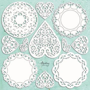 Mintay Chippies - Doilies Set - 12x12 Chipboard Sheet Embellishment CHIP2-D7