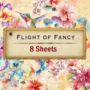 8 folhas - Flight Of Fancy - Gráfico 45 Coleção de papel 12x12 8 designs Mídia mista Scrapbook Art Journal