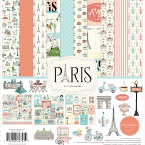 Carta Bella - Paris 12x12 Collection Kit Scrapbook Papers + Stickers Eiffel Tower France