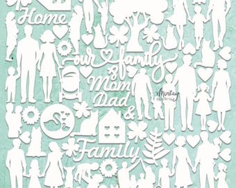 Mintay Chippies - Family - 12x12 Chipboard Sheet Embellishment CHIP2-D98 Love Home