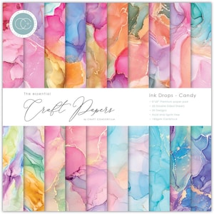 Ink Drops Candy - 8x8 Paper Pad - Craft Consortium - Double sided 30 Sheets 20 Designs pad016e