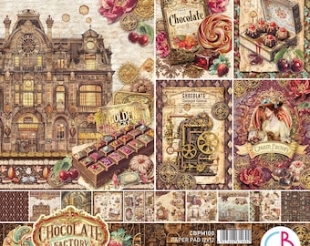 Ciao Bella - Chocolate Wanderlust - Blocco di carta 12x12, 12 fogli fronte-retro, scrapbooking, tecniche miste CBPM100