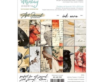 Mintay - Ink Aura - 6x8 Art Journal Essentials Paper Pad 24 Sheets Junk Journal Scrapbook Cards Albums