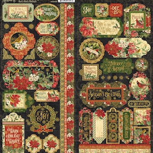 Graphic 45 - Warm Wishes Cardstock Stickers Christmas Holidays Tags Planner Mixed Media