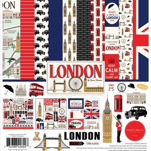 Carta Bella - London 12x12 Collection Kit Scrapbook Papers + Stickers England British