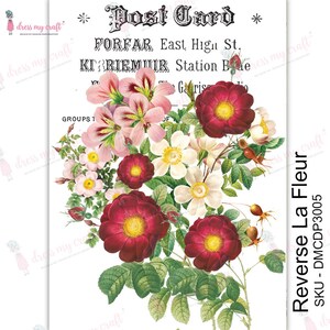 Reverse La Fleur - Dress My Craft Transfer Me - A4 Transfer Decal Sheet