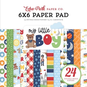 Echo Park - My Little BOY - 6x6 Paper Pad 24 Sheets Double Sided Scrapbook Mixed Media