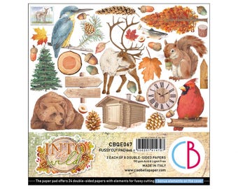 Ciao Bella - Into The Wild - Fussy Cut 6x6 Pad 24 Double sided Sheets Scrapbook Mixed Media CBQE067