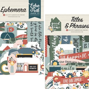 Echo Park - Good To Be Home (2 packs) Ephemera Die Cuts + Titles & Phrases 65 pieces Family Scrapbook Cards Journal