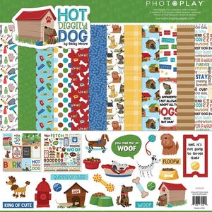 Papier PhotoPlay - Hot Diggity Dog - 12 x 12 Collection Kit Scrapbooking Papiers + Stickers Chiot