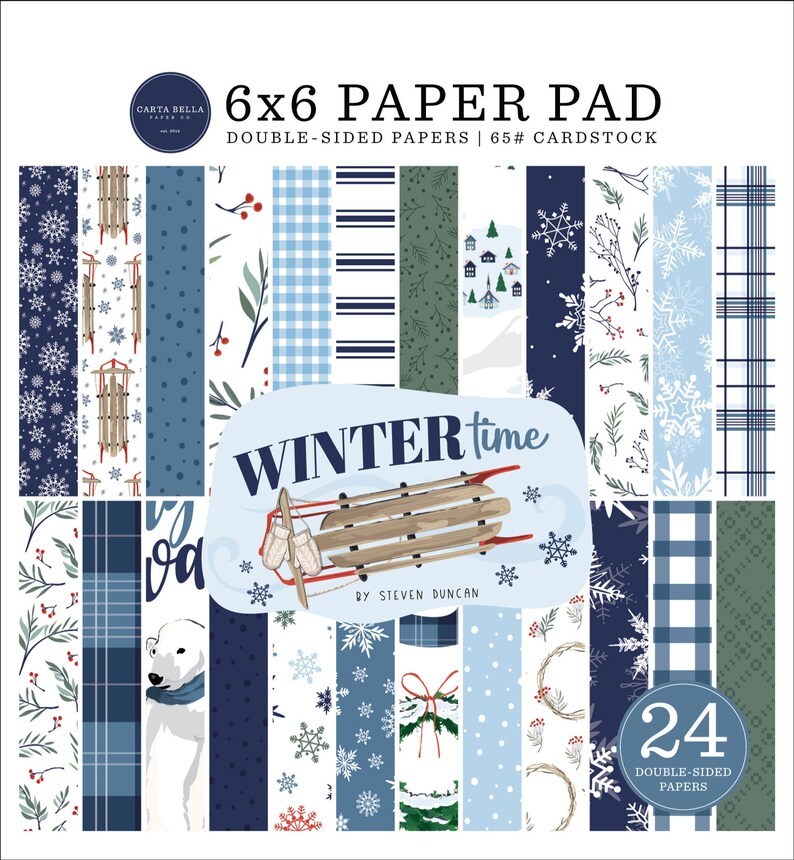 Carta Bella - Wintertime 6x6 Paper Pad Winter Snow 24 Double-sided Sheets image 1