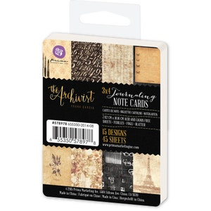 Prima Marketing - The Archivist 3x4 Journaling Notecards 45 sheets Mixed Media Journal Planner Tags
