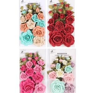 Annis Handmade Flowers 21 pieces - Little Birdie Paper Flowers Scrapbook Cards Home Decor