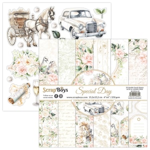 Special Day 6x6 Paper Pad - ScrapBoys Paper - 24 Double Sided Sheets + Extra Cut Outs for Scrapbook Planner Wedding