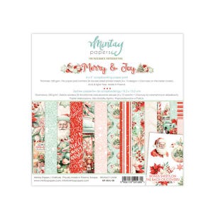 Merry & Joy 6x6 Paper Pad - Mintay Papers - 24 Double Sided Sheets Scrapbook Card Making Christmas