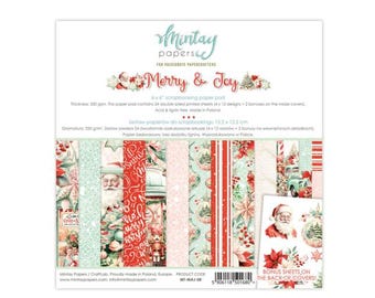 Merry & Joy 6x6 Paper Pad - Mintay Papers - 24 Double Sided Sheets Scrapbook Card Making Christmas
