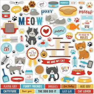 I Love My Cat - 12x12 Element Sticker Sheet - Echo Park Home Family Scrapbook Cardmaking