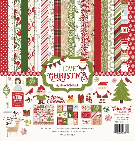 Echo Park Holly and Berries 6x6 Designer Stencil /'I Love Christmas/' ILC114034