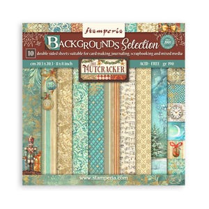 Stamperia - The Nutcracker Backgrounds - 8x8 Paper Pad 10 Double Sided Sheets Christmas Cardstock Scrapbook Mixed Media SBBS112