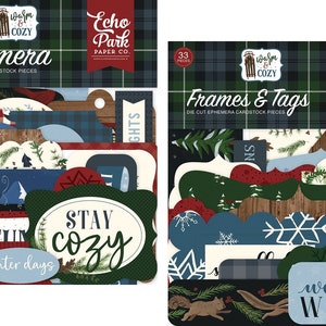 Echo Park - Warm and Cozy (2 packs) Ephemera Die Cuts + Frames & Tags Christmas 66 pieces