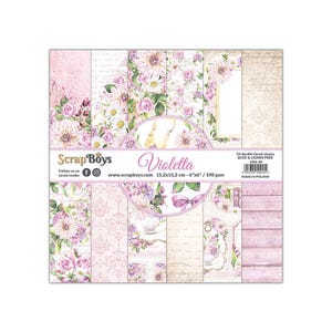 Violetta 6x6 Paper Pad - ScrapBoys Paper - 24 Double Sided Sheets + Extra Cut Outs for Scrapbook Planner Cardmaking