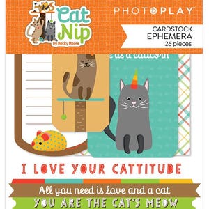 Photoplay Paper - Cat Nip - Cardstock Ephemera Die Cut 30 pieces Kitty Kitten Scrapbook Mixed Media