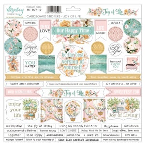 Joy Of Life Stickers - 12x12 Cardboard Sticker Sheet - Mintay Paper Scrapbook Journal Cardmaking