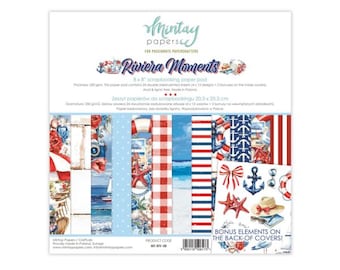 Riviera Moments 8x8 Paper Pad - Mintay Papers - Scrapbook Papers + 2 Bonus Sheets Summer Vacation Trip