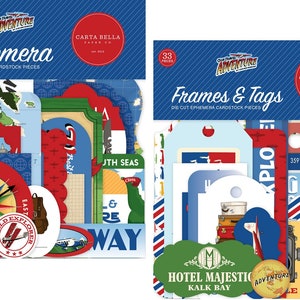 Carta Bella - Our Travel Adventure (2 packs) Ephemera Die Cuts + Frames & Tags Vacation 66 pieces