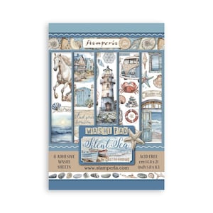 Stamperia - Silent Sea - Washi Pad A5 - 8 Adhesive Washi Sheets Mixed Media Scrapbook SBW19