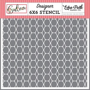 Echo Park - Salon Day - Designer 6x6 Stencil Mixed Media Home Family Hairnet "Salon Collection"