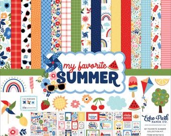 Echo Park - My Favorite Summer 12x12 Collection Kit Scrapbook Papers + Stickers Beach