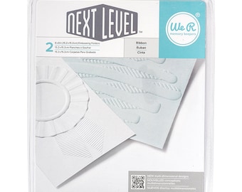 We R Memory Keepers RIBBON Next Level Embossing Folders (2) 6x6 Folders American Crafts