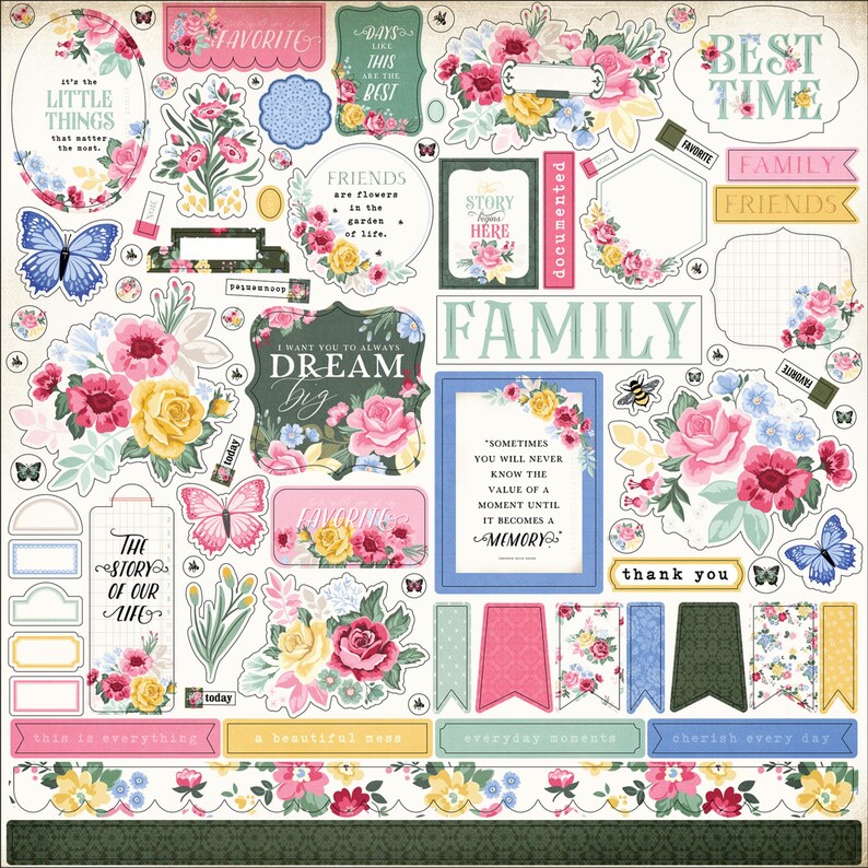 Carta Bella - Bloom 12x12 Collection Kit Spring Flowers Garden Scrapbook Papers + Stickers image 2