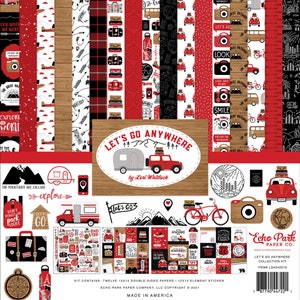 Echo Park - Let's Go Anywhere - 12x12 Collection Kit Scrapbook Papers + Stickers Vacation Road Trip