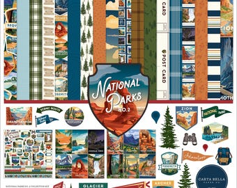 Carta Bella - National Parks No.2 - 12x12 Collection Kit Scrapbook Papers + Stickers Hiking Adventure