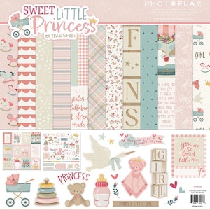 PhotoPlay Papers - Sweet Little Princess - 12x12 Collection Pack Girl Scrapbook Kit Papers + Stickers