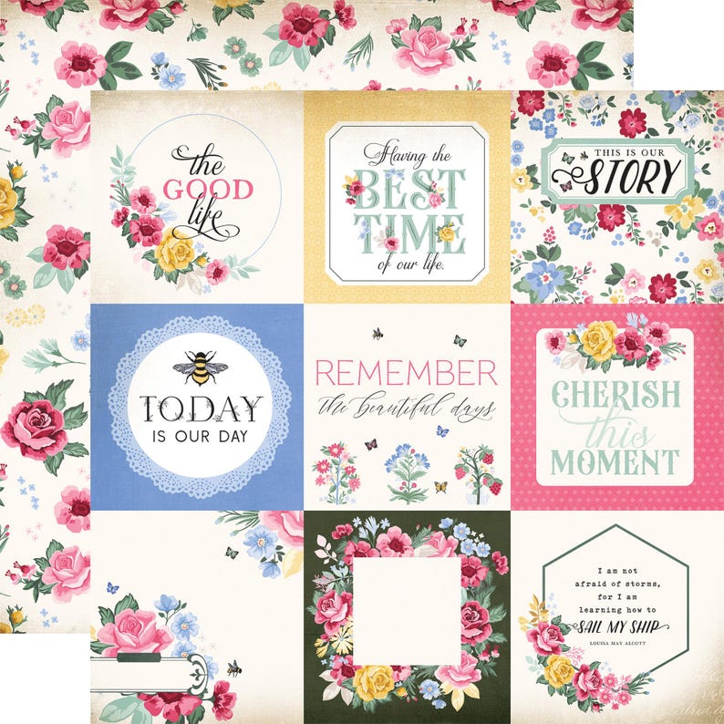 Carta Bella - Bloom 12x12 Collection Kit Spring Flowers Garden Scrapbook Papers + Stickers image 6