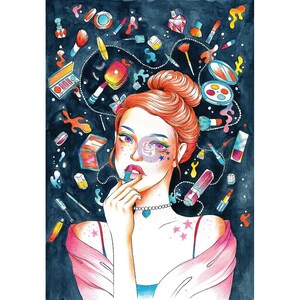 Glamour - Sello adhesivo de princesas Prima Marketing - Coloración en técnica mixta de 5" x 7" 595937