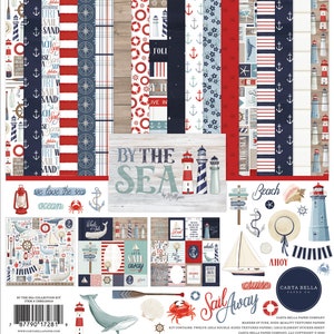 Carta Bella - By The Sea - 12x12 Collection Kit Summer Nautical Scrapbook Papers + Stickers