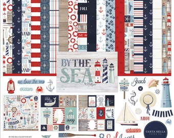 Carta Bella - By The Sea - 12x12 Collection Kit Summer Nautical Scrapbook Papers + Stickers