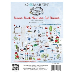 Summer Porch - Mini Laser Cut Elements - 49 and Market - 133 Pieces Nautical Scrapboook
