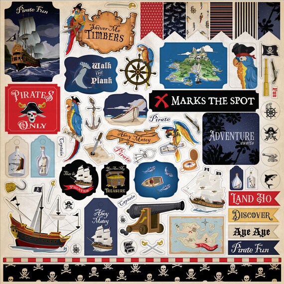 Carta Bella Pirates Collection Kit - 12x12 Inch Scrapbooking Paper & Embellishments