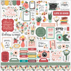 Year In Review - 12x12 Element Sticker Sheet - Echo Park Calendar Scrapbook Cardmaking
