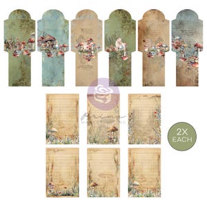 Prima - Return To Wonderland Postcard 24pc Alice 12 Envelopes + 12 Sheets Paper Mixed Media The 3 Girls Tale