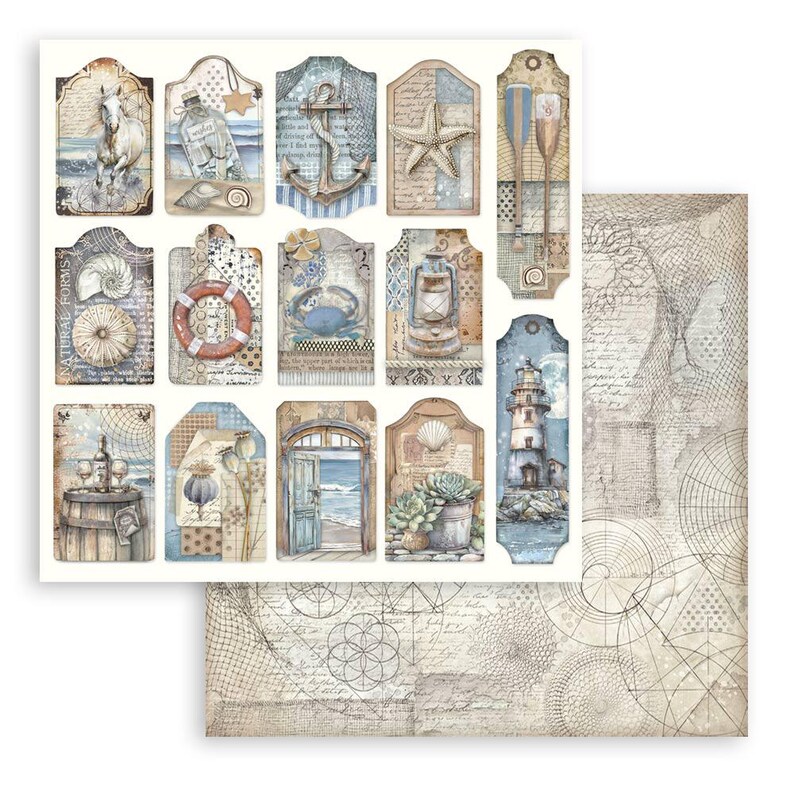 Stamperia - Silent Sea - 8x8 Pappersblock 10 Dubbelsidiga Ark Kartong Scrapbook Blandteknik SBBS125 bild 9